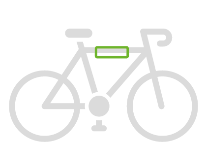 Icon von grauem Fahrrad mit geradem Oberrohr auf grüner Fahrrad Wandhalterung S-RACK